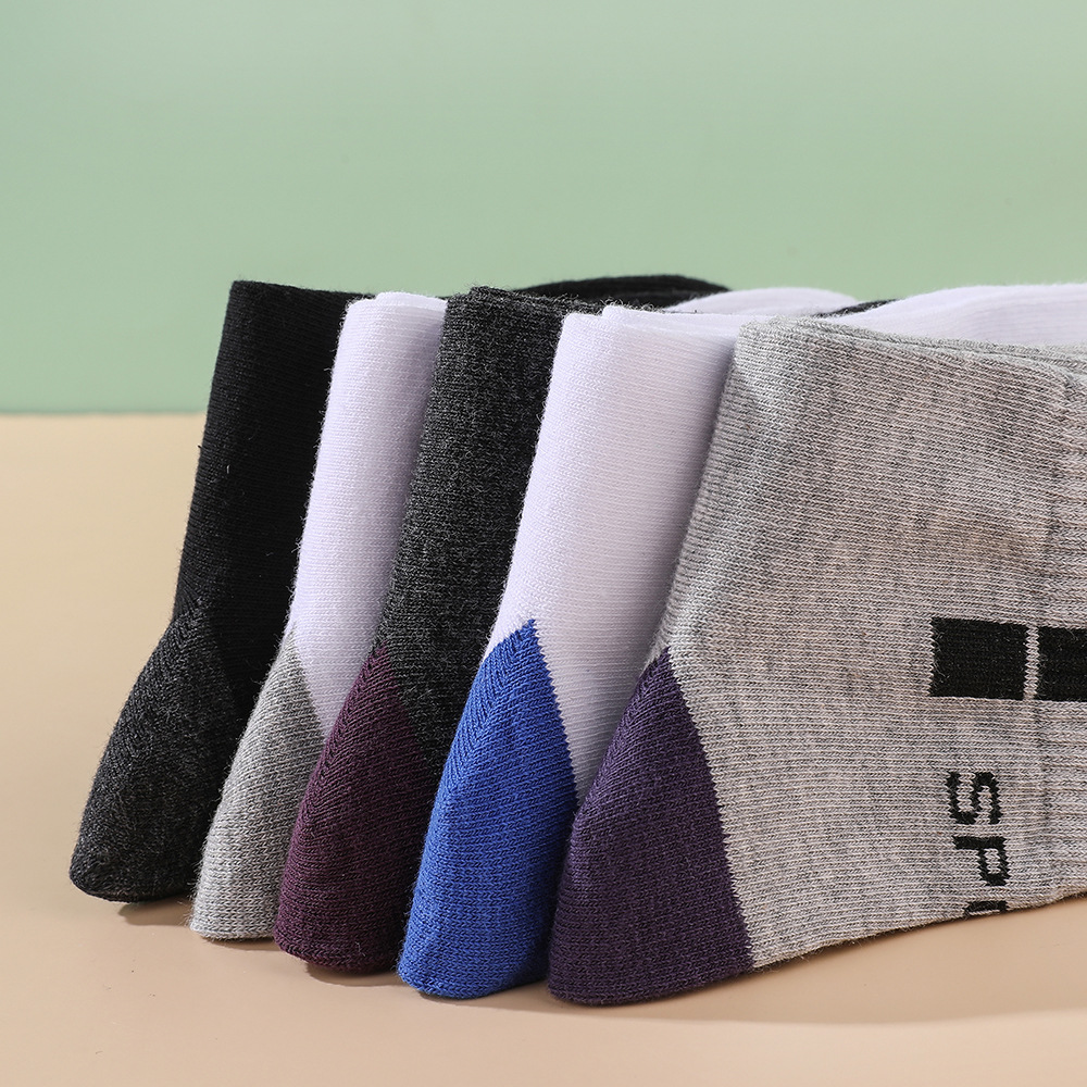 Calcetines calcetines de media pantorrilla de los hombres de caja gruesa calcetines de algodón casual de negocios letras moda sudor-absorbente transpirable Deportes calcetines de los hombres