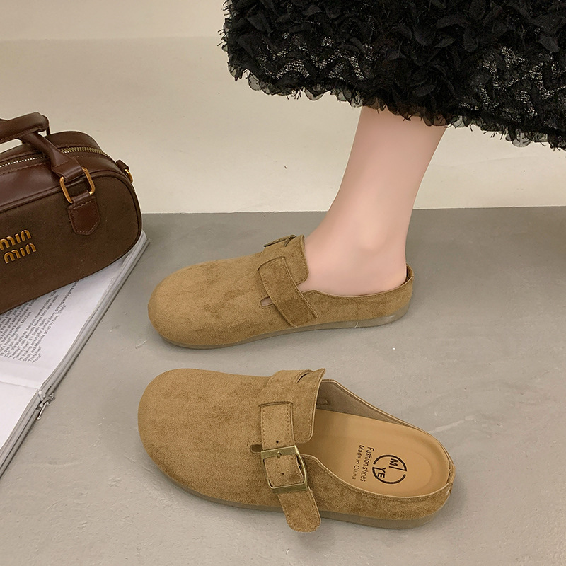 Baotou Bocken zapatos zapatillas de mujer zapatillas de un pie retrógrado cómodo perezoso zapatos de mujer zapatillas de moda