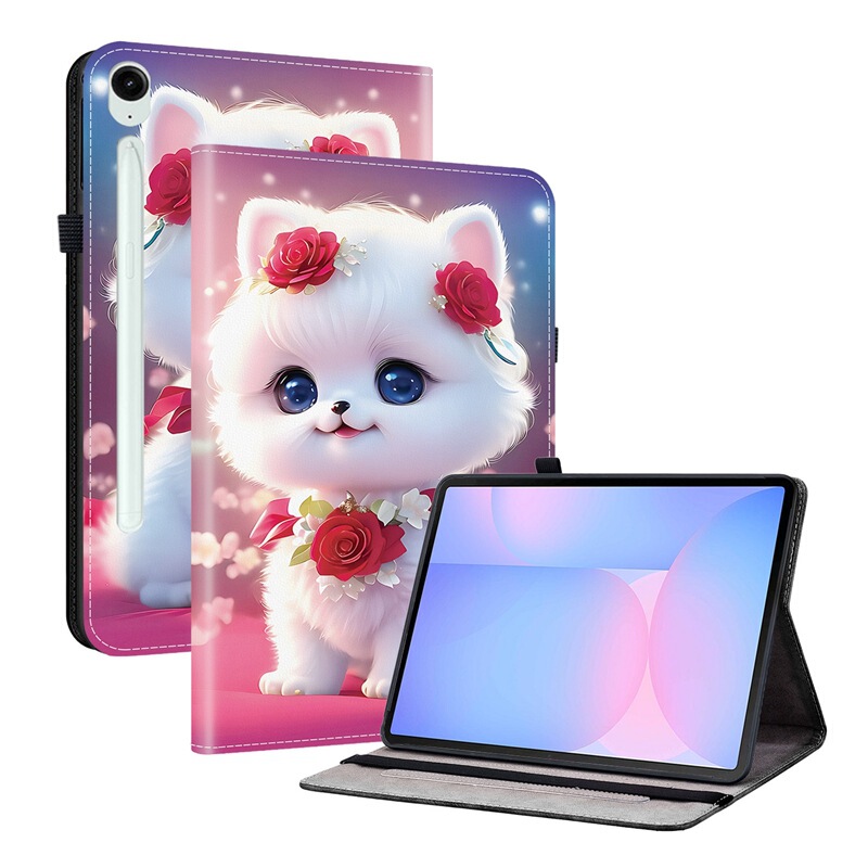 Suitable for Samsung Galaxy Tab S10 Fe Plus Tablet Leather Case 13.1inch Cute Flower Painted Leather Case