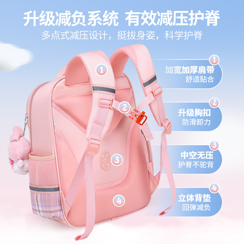 Mochila de la protección de la espina dorsal de los niños para el grado 1-3-6 paño de Oxford impermeable de la capacidad grande para las muchachas