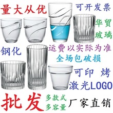 批原装进口多莱斯钢化耐热玻璃创意茶水果汁杯子条纹威士忌啤酒杯