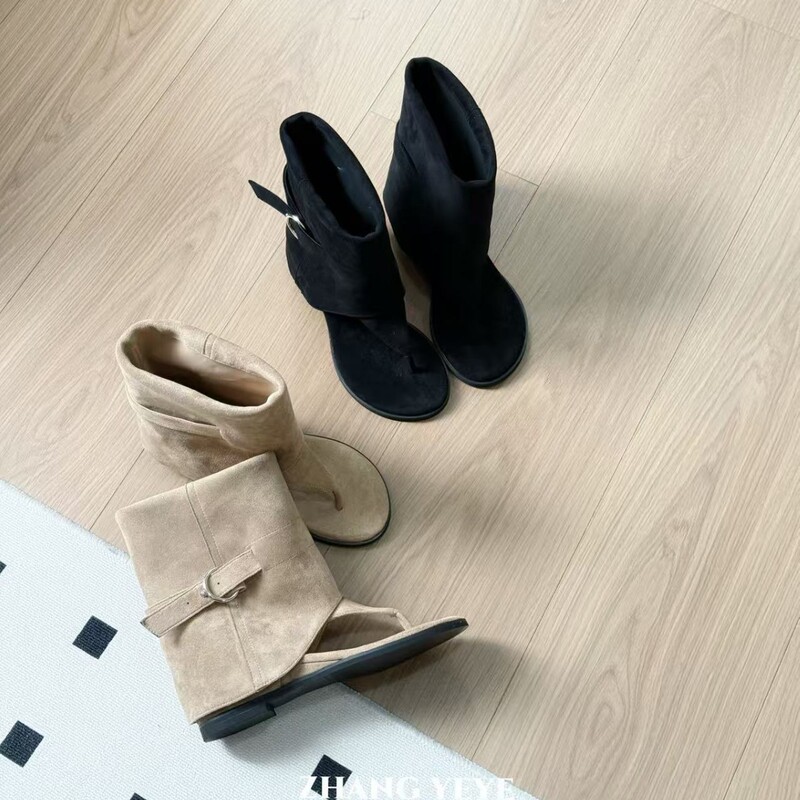 Women's 2026 Summer New Style Niche Designer-Inspired Roman Sandals with Hidden Height Increase and Clip-Toe Design, Suitable for Wearing Outside as Short Boots Women's 2026 Summer New Style Niche Designer-Inspired Roman Sandals with Hidden Height Increase and Clip-Toe Design, Suitable for Wearing Outside as Short Boots