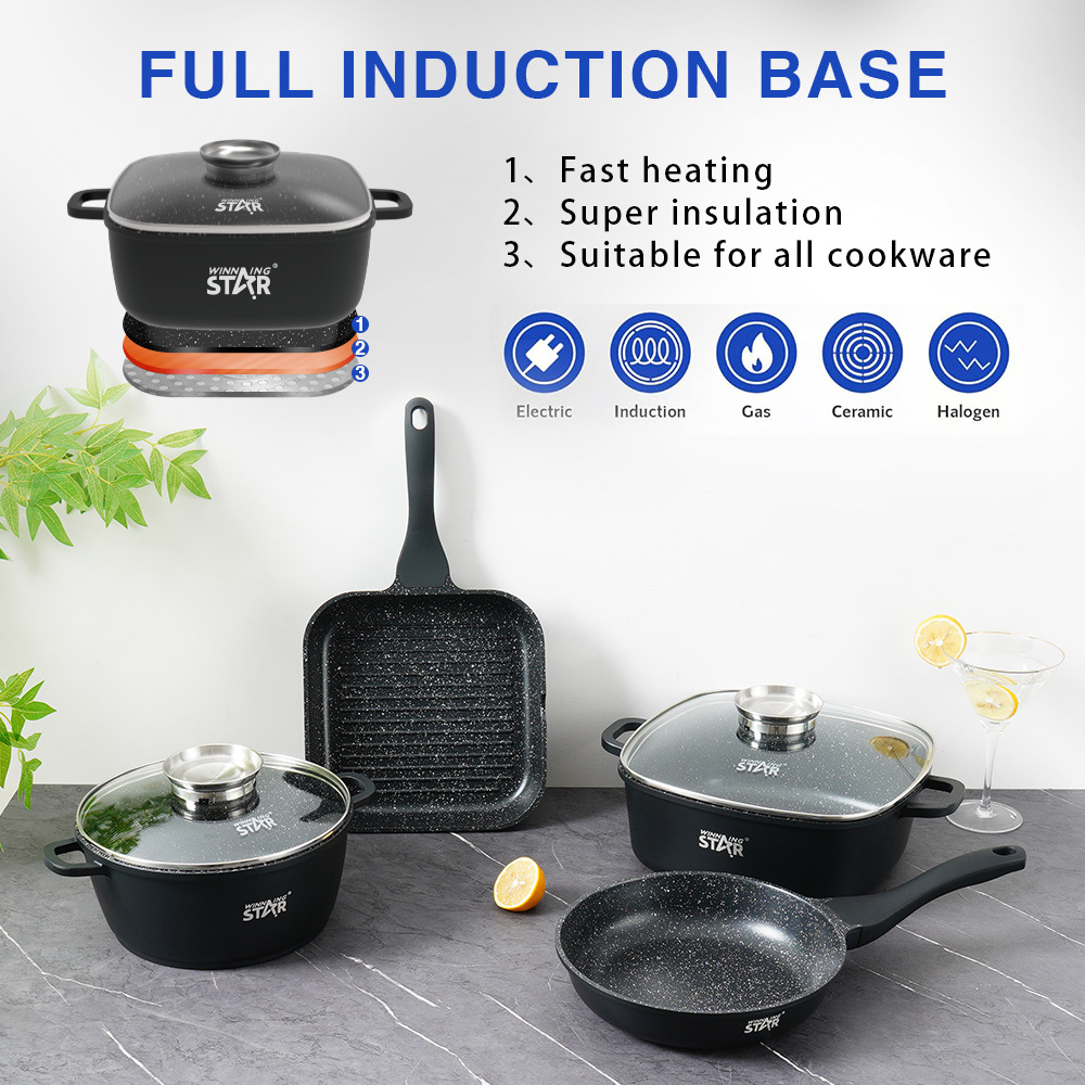 Winningstar olla de cocina especial transfronteriza, arroz frito, olla caliente, agua hirviendo, sartén antiadherente multifuncional, Juego de 4 piezas