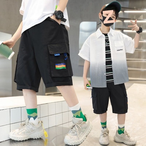 Children's Summer Casual Shorts, Thick for Older Boys, Work-style Seven-quarter Pants for Boys, Sports Five-quarter Shorts, Trendy for Outdoor Wear