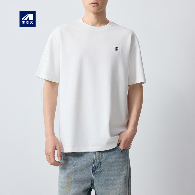 Moomaike Men's 210g Heavyweight Cotton-Feel Short-Sleeved T-Shirt Men's 2026 Summer New Breathable T-Shirt Top 75186 Moomaike Men's 210g Heavyweight Cotton-Feel Short-Sleeved T-Shirt Men's 2026 Summer New Breathable T-Shirt Top 75186
