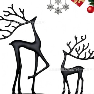 �羳����Setof 2BlackReindeerStatues�Ͻ��}�Q2���׺�ɫ�Z¹����