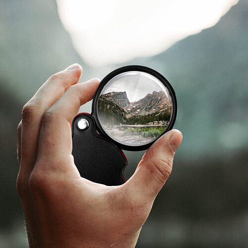 ChuGuan Leather-Foldable Artificial Leather 50mm/60mm Handheld Magnifying Glass Library Reading Gift