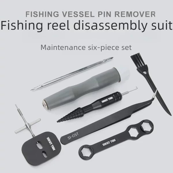 Hauton Fishing Wheel Disassembly and Maintenance Kit Fish Wheel Drop Wheel Bearing Pin Remover Multifunctional Wrench Screwdriver Tweezers