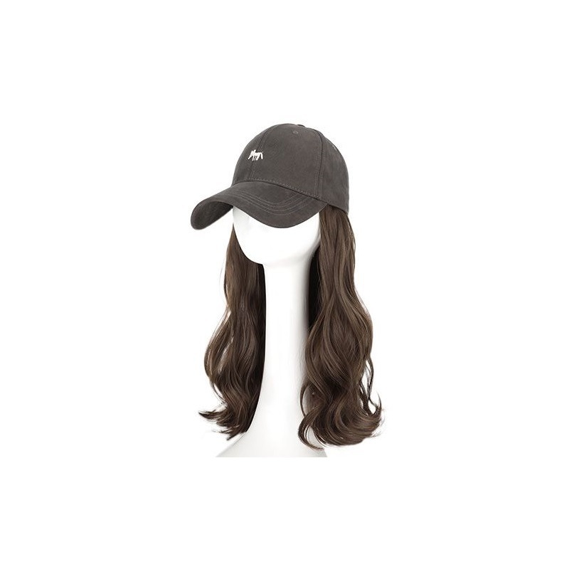 Sombrero de peluca integrado para mujeres nuevas red pequeño zorro largo rizado sombrero de béisbol ondulado cara pequeña cubierta de cabeza completa