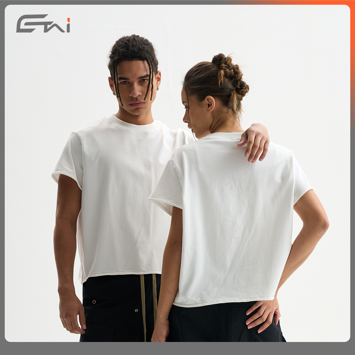 ETAI Hombre| Marca de alta calidad algodón suelto versión corta hombre camiseta de manga corta camiseta de cuello redondo de color sólido