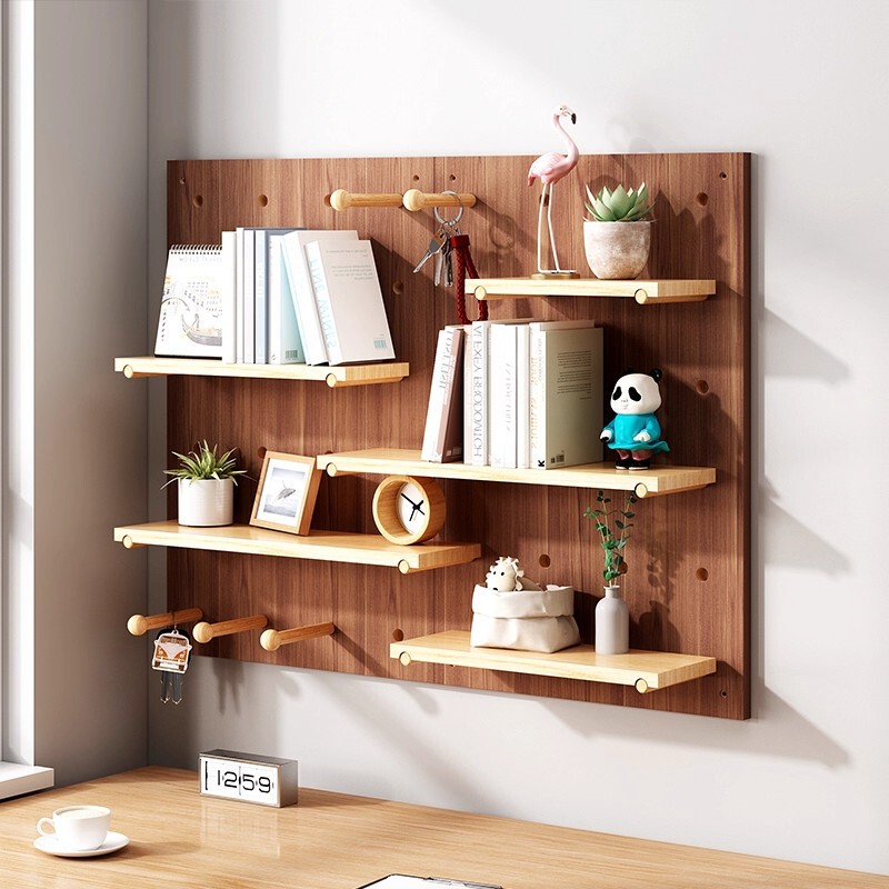 Perforated Board Storage Rack Wooden Wall Combination Hanging Board Storage Rack Display Rack Entrance Wall Decoration Partition Shelf