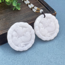 阿富汗白玉鸳鸯吊坠男女款毛衣链项链牌子汉服衣襟玉佩腰佩大挂件