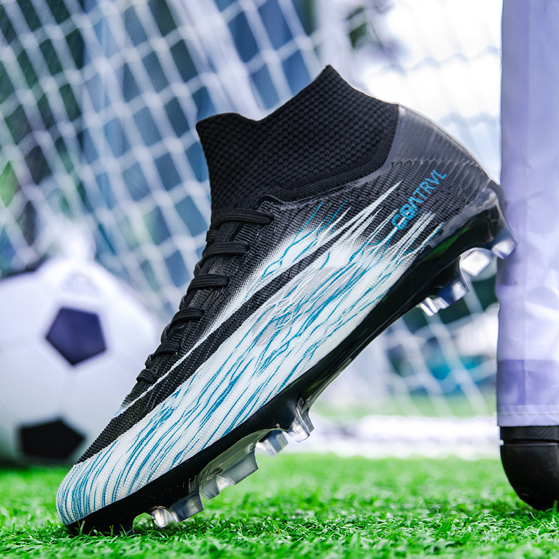 跨境外贸高帮足球鞋男鞋碎钉TF青少年长丁训练鞋防滑耐磨比赛球鞋
