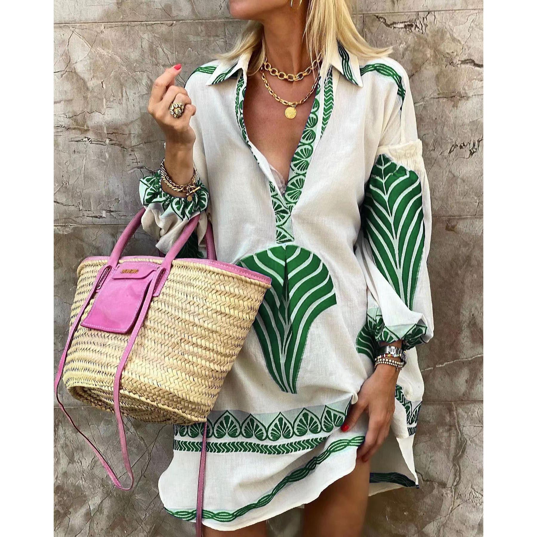 Loose Version Flower Pattern Wholesale Women'S Fashion Flower Long Sleeve Printing Blouses