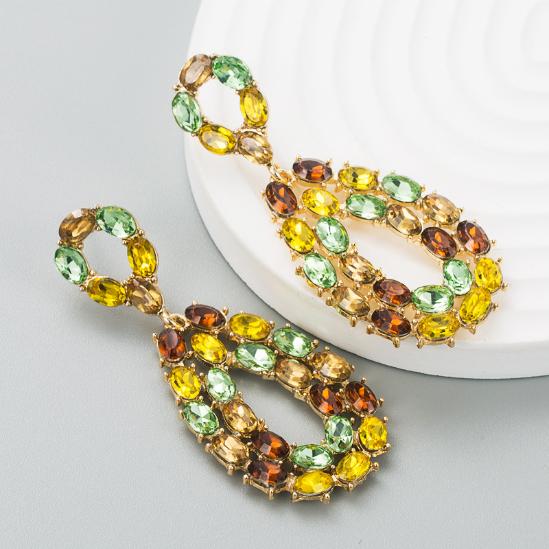 Housewarming, Anniversary, Business, Wedding, Travel, Birthday, Festival Occasion Fashion Geometric Diamond Alloy Artificial Gemstones Earrings