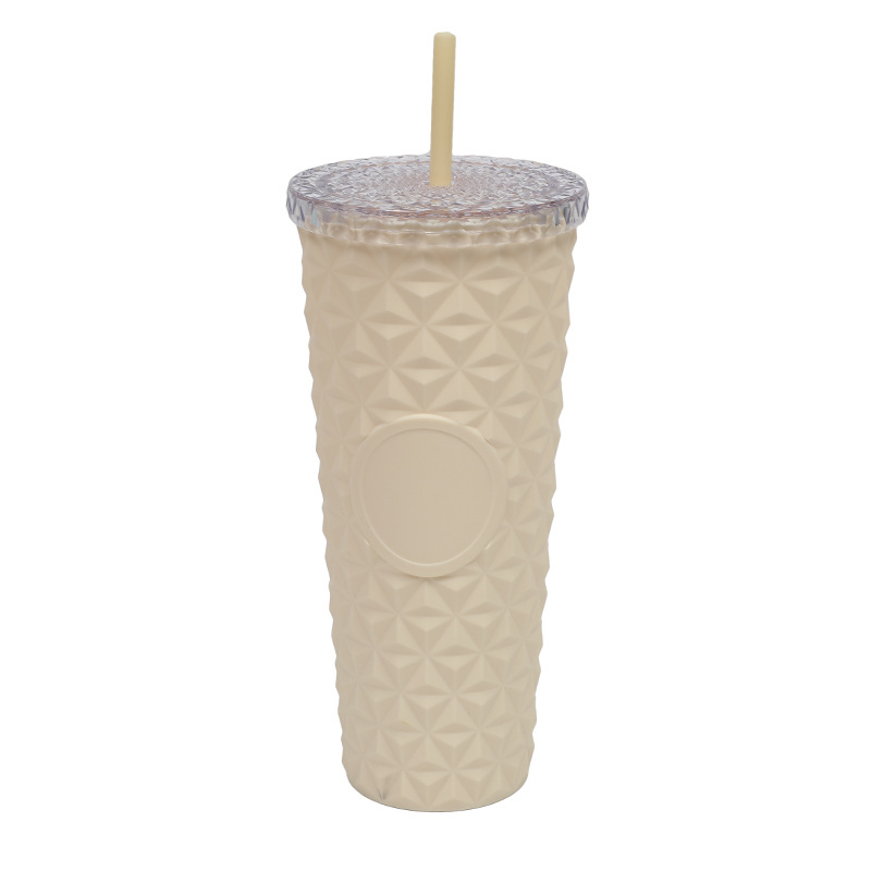 Suministro directo de fábrica AS taza de paja de doble capa taza de agua de plástico de grado alimenticio taza de cristal simple de alto valor de verano de 710ml