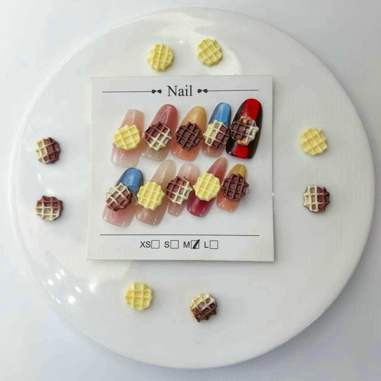 仿真曲奇网红卡通美甲饰品迷你华夫饼微缩跨境新品奶酪奶油胶材料