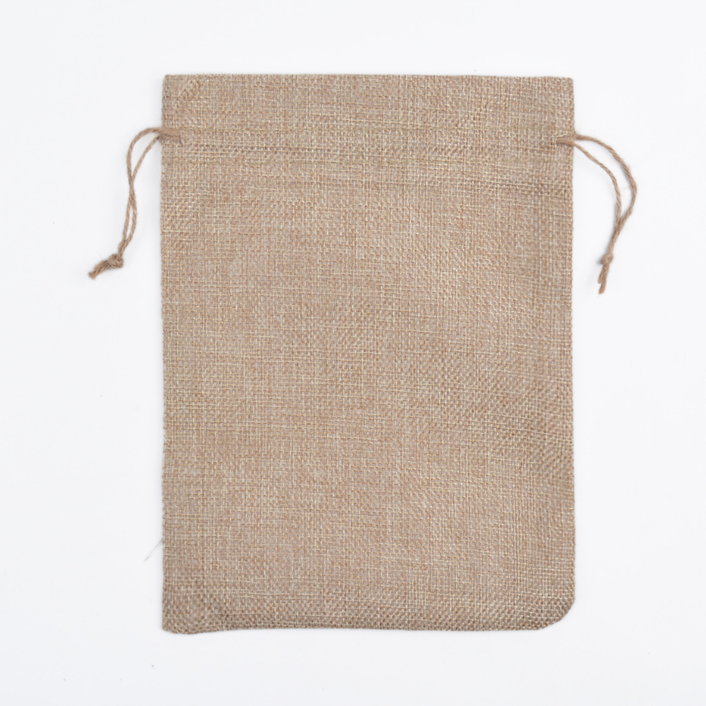 Vintage bolsa de lino cordón Navidad regalo artesanía joyería embalaje imitación Lino pequeño bolso de lino fábrica al por mayor