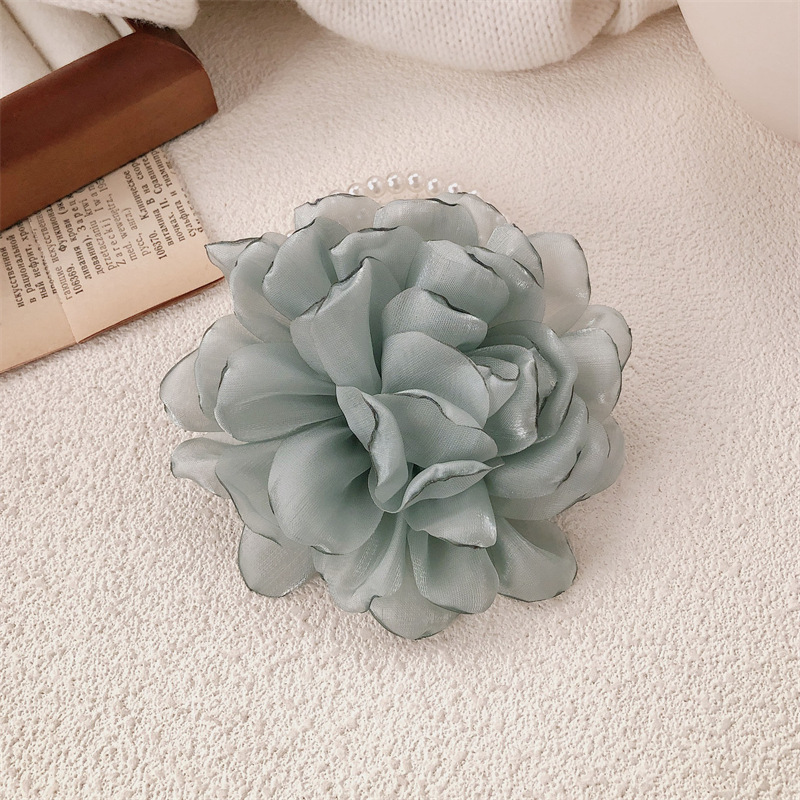 Hijo de malla forest temperamento hermosa flor anillo de cabello femenino temperamento simple cuerdas de cabello cinta de goma alta cola de caballo