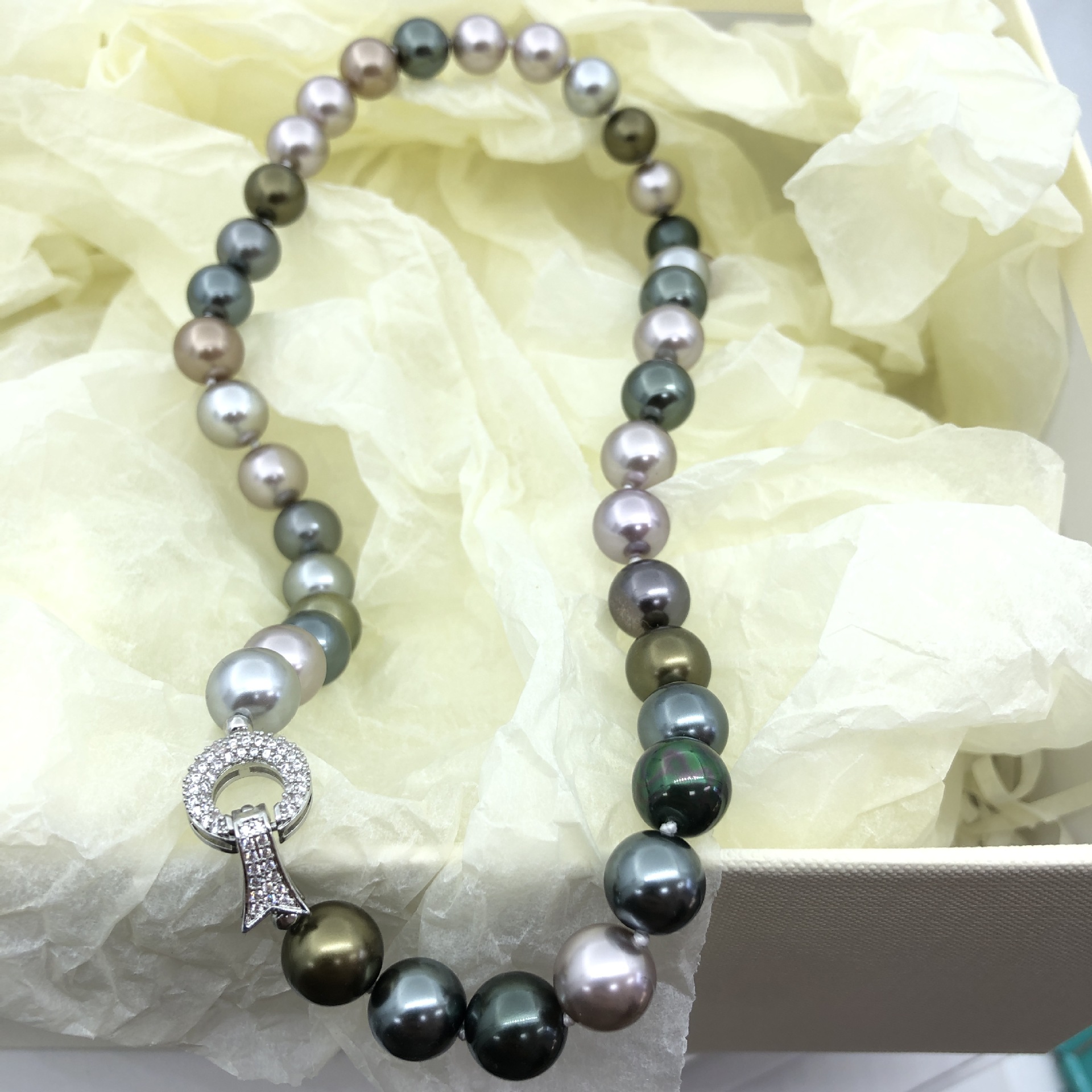 Freshwater Pearl, Copper Material Round Pattern Freshwater Pearl Copper Zircon Beaded Round Necklace