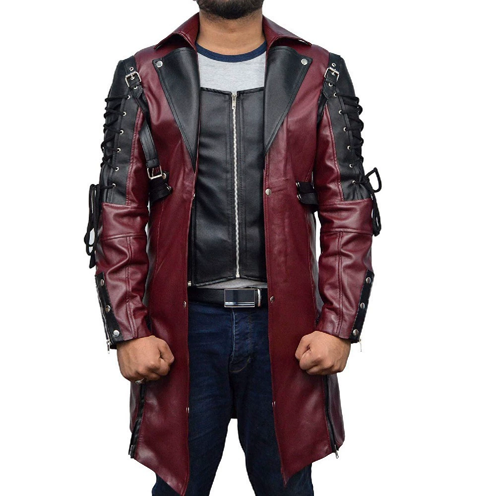 (Cross-border trading), long polyurethane jacket, Amazon, halloween, punk style, mid-length