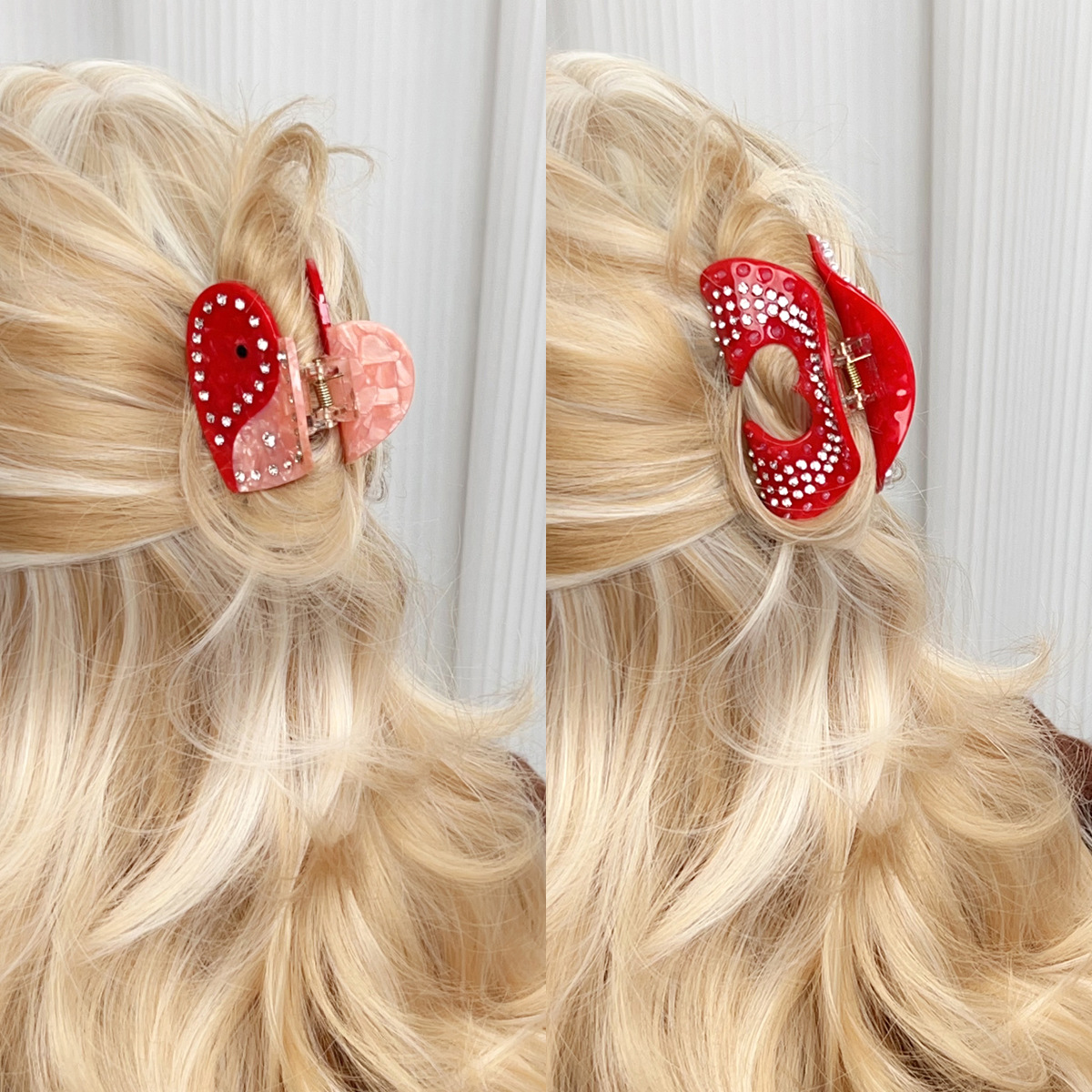 Baifeiya acetato amor pinza de pelo industria pesada horquilla de diamante Luz de lujo de alto grado de tiburón clip de San Valentín accesorios para el cabello tocado