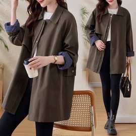 风衣女中长款2025年春秋季新款时尚宽松大码休闲减龄百搭大衣外套