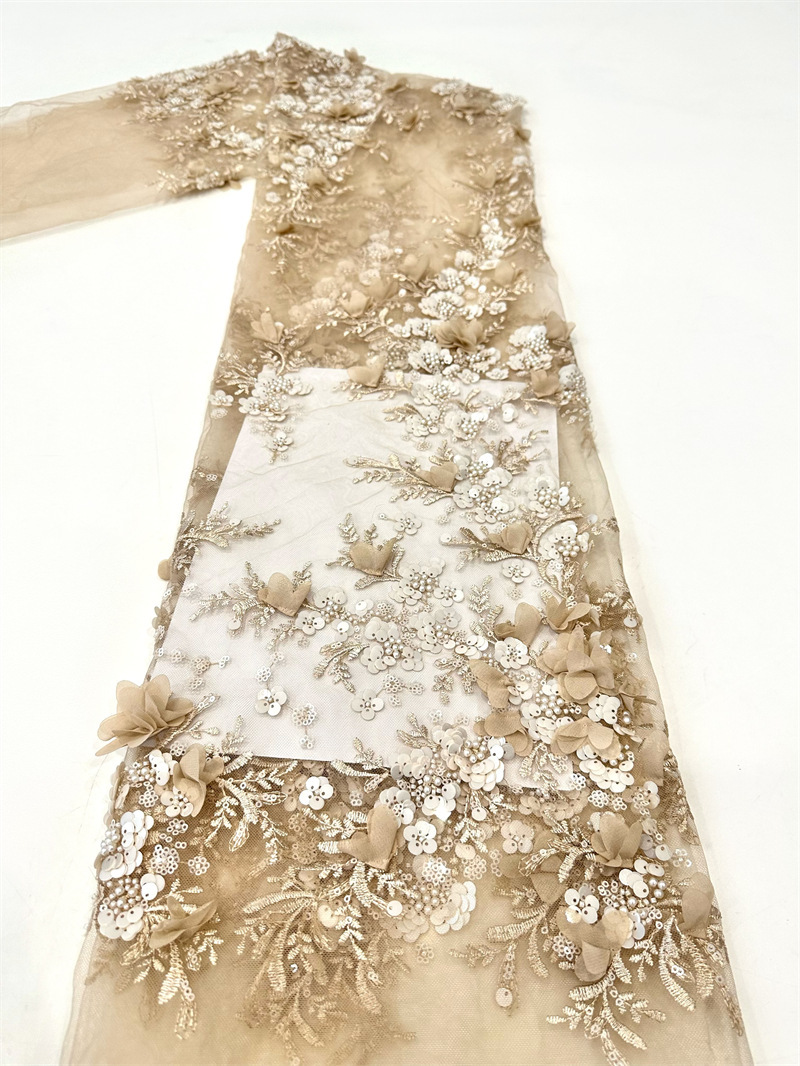 Tejido bordado de calcomanías hechas a mano, tela de calcomanías, vestido de novia de moda, vestido de moda, tela de vestido de moda