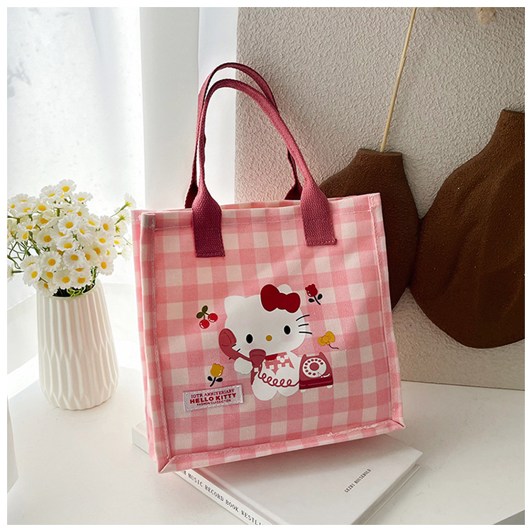 Cute cartoon cat canvas bag 2025 new style large-capacity simple and convenient tote bag with fashionable printing undefined
