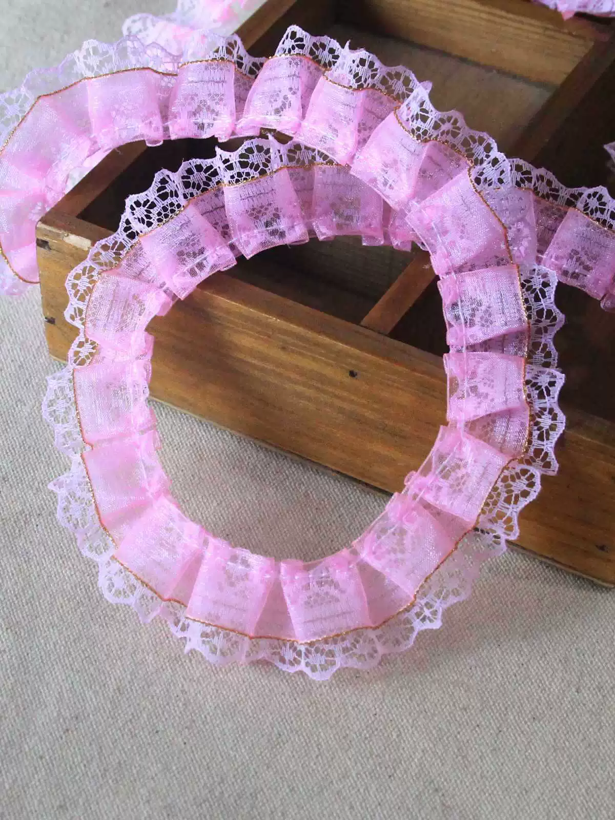 Материал ручной работы «сделай сам», плиссированный двухслойный белый, розовый, синий, фиолетовый, 2.5cm поддержки, кружевные аксессуары