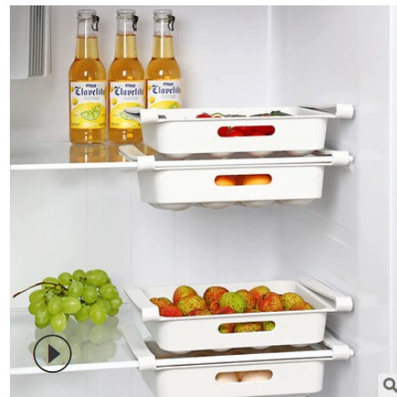 Plastic Storage Box for Fridge — Fruit & Snack Container, White, Slide-Out Organizer