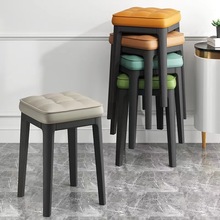 家用可疊放凳子軟包塑料現代簡約餐廳餐凳高凳客廳板凳梳妝凳批發