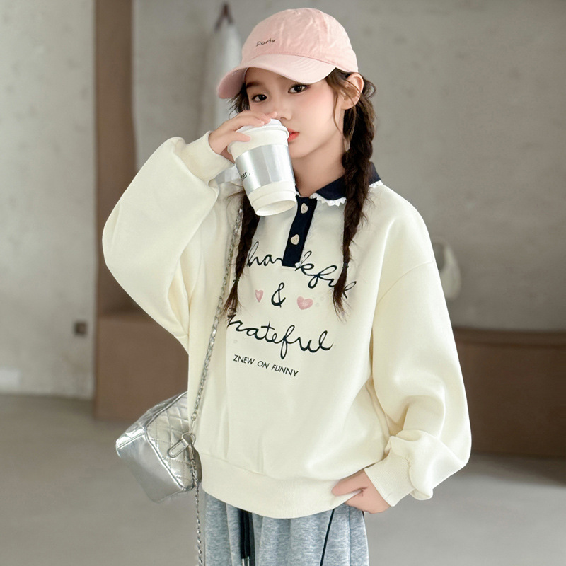 女童卫衣套装春秋2025新款洋气秋装polo领上衣中大童休闲裤两件套|undefined