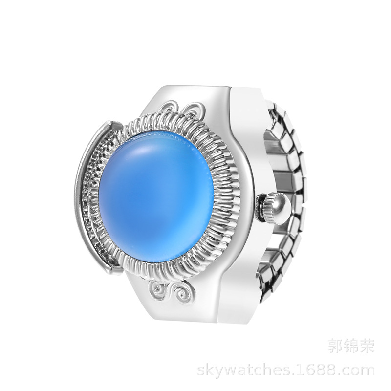 New Ring Watch Round Resin Cat's Eye Flip Finger Watch Wholesale Student Creative Watch Watch Time