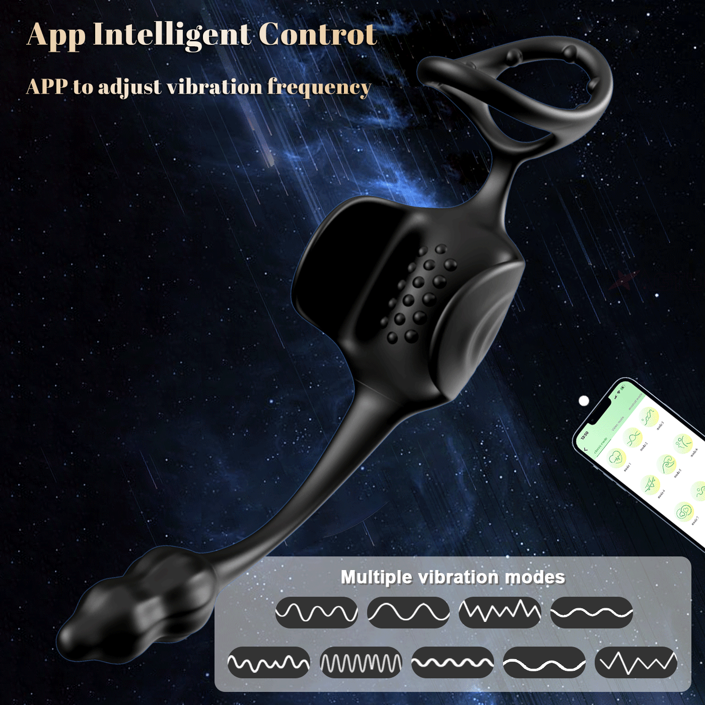 3-in-1 Vibrating Prostate Massager with Scrotum Ring and Anal Plug, 10 Frequencies, APP Control — detail image 13