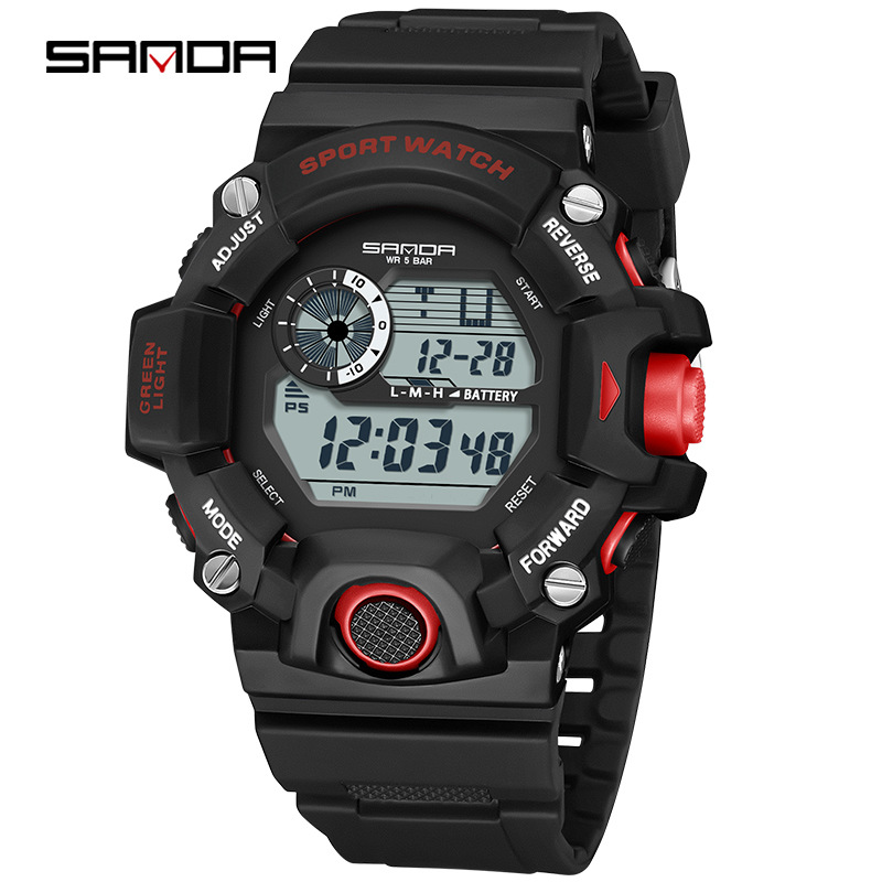 Sanda reloj electrónico de moda monoplaza multifunción reloj de estudiantes de secundaria impermeable reloj despertador reloj de deporte de luz nocturna