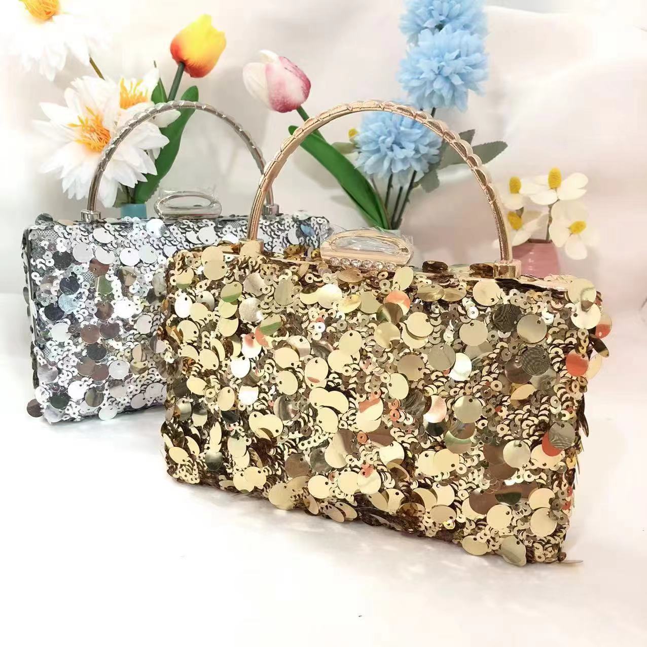 厂家直销新款PVC亮片手提包 女性时尚百搭聚会晚宴包 现货供应