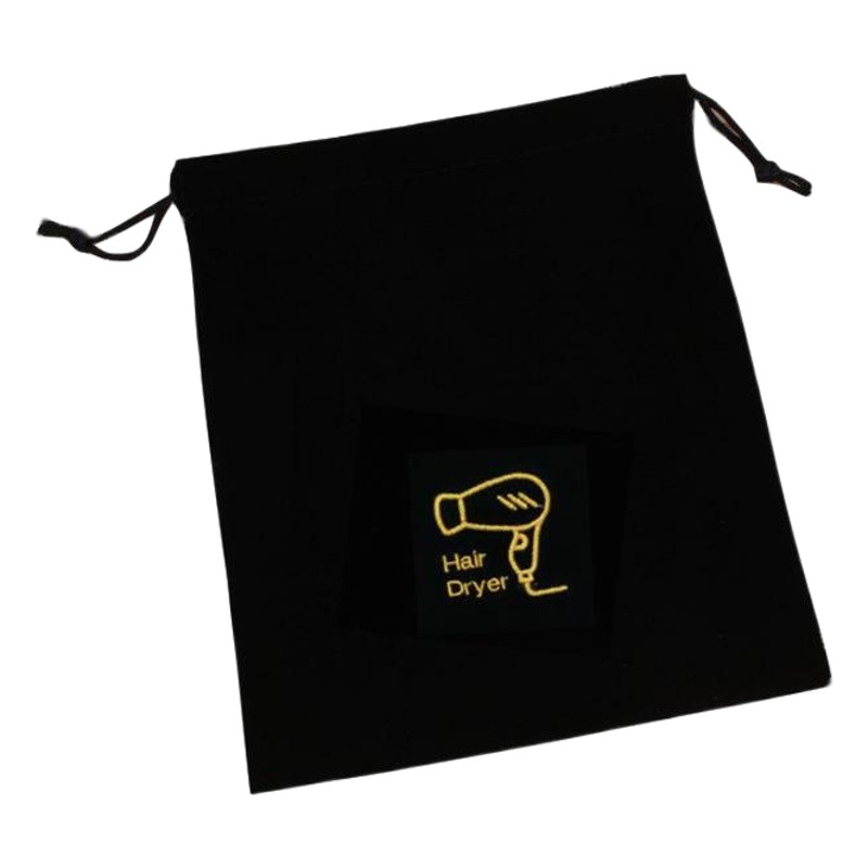 En stock Hotel habitación especial secador de pelo bolsa de franela Hotel secador de pelo bolsa de almacenamiento fijo logo
