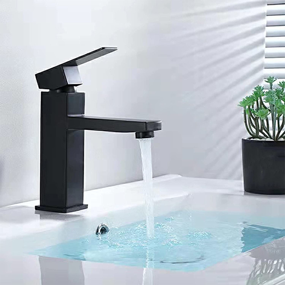 Stainless steel washbasin, hot and cold water faucet, black lacquered square countertop basin, washbasin and mixed faucet manufacturer wholesale undefined