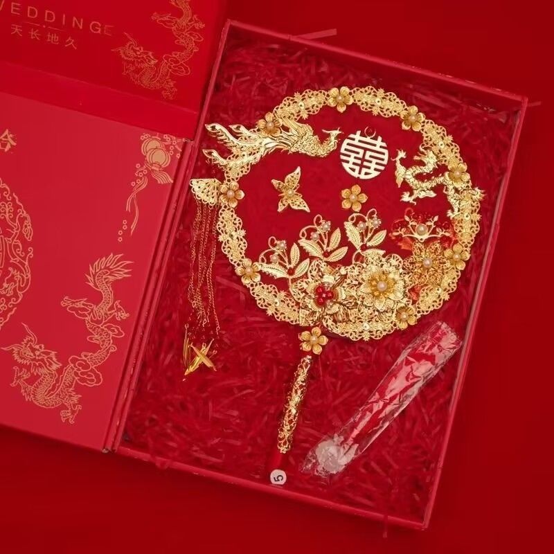 推荐结婚团扇子中式婚礼秀禾服古风出嫁手捧花手工喜扇成品|undefined