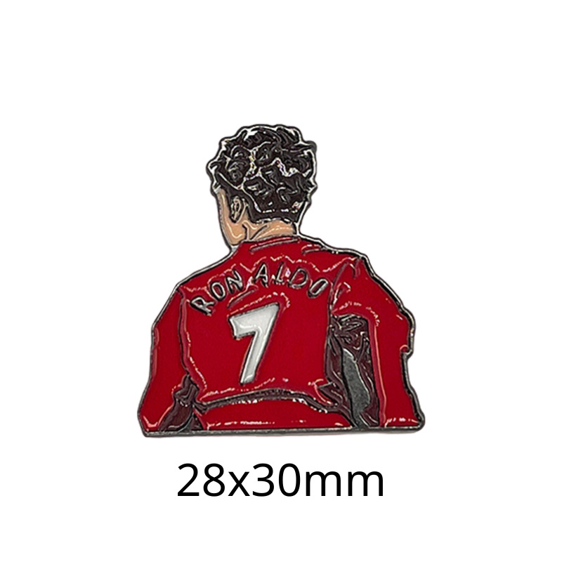 Fabricante personalizado Champions League World Cup Football Super Star Metal Insignia Imagen de dibujos animados Etiqueta del teléfono móvil Insignia Regalo