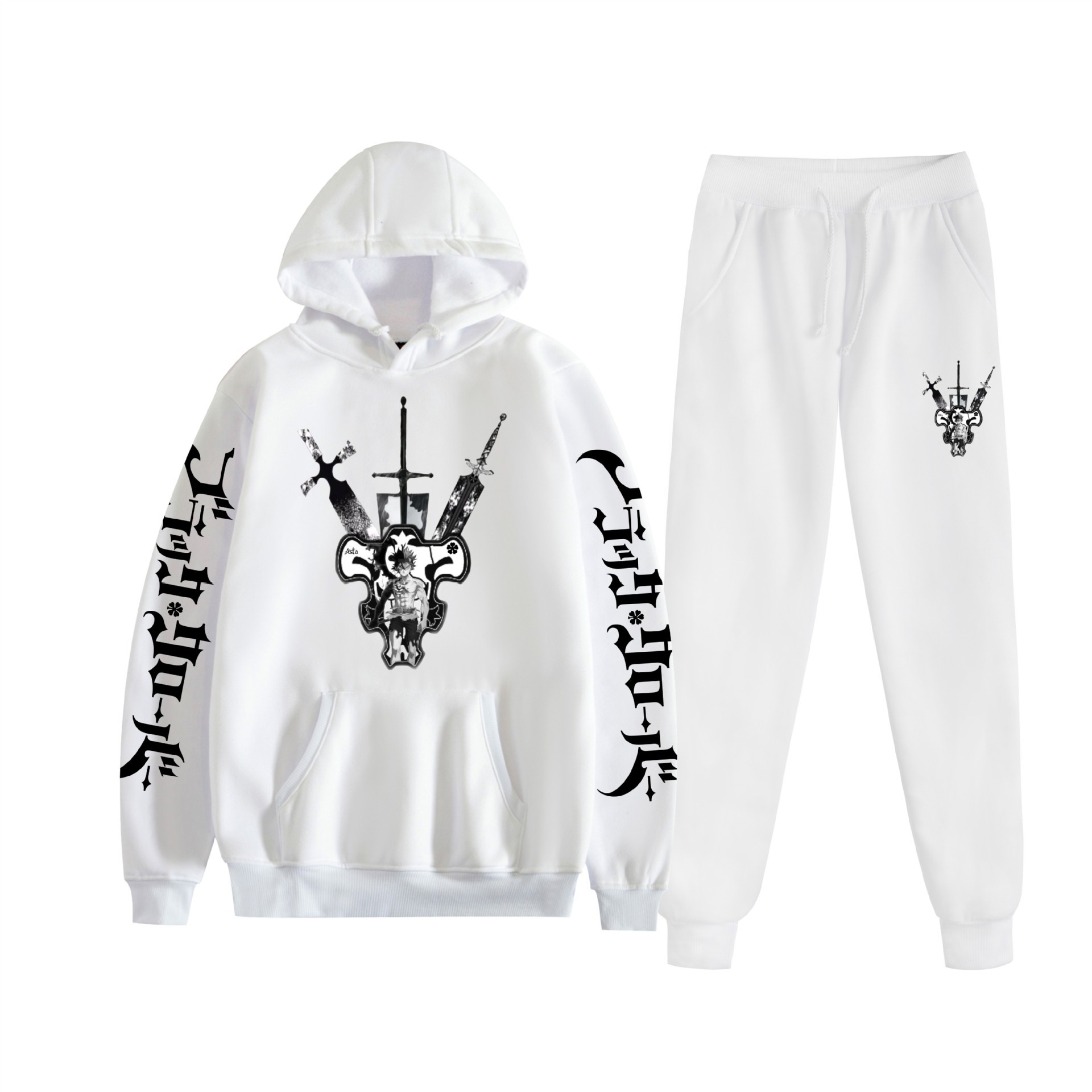 Comercio exterior nuevo estilo riman negro trébol de cuatro hojas Black Clover suéter con capucha corsés traje de dos piezas