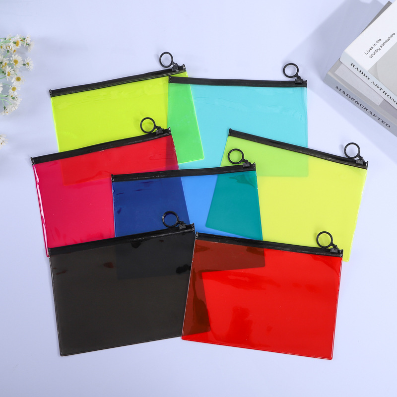 Thickened Zipper File Bag Pvc Transparent Large Capacity Student Stationery Office Supplies Information File Bag Wholesale
