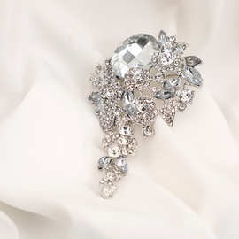 跨境时尚夸张玻璃钻胸针女手捧花婚庆装饰胸花西装配饰别针饰品