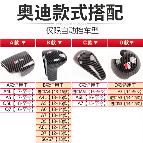 Suitable for Audi A4 LA5 A6 LA3 Q7 Q5 L Carbon Fiber Gear Shift Lid Lever Cover Interior Decoration