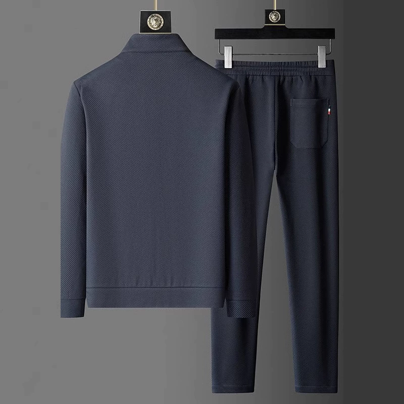 Autumn colored sports suit, jacket with zipper, trousers, set