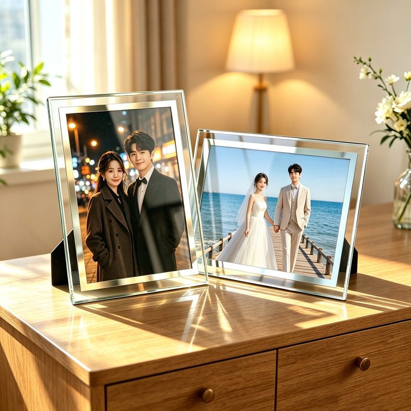 Transparent glass photo frame stand 10inch simple empty frame 56 inches 7inch 8inch A4 photo frame with a high-end crystal look Transparent glass photo frame stand 10inch simple empty frame 56 inches 7inch 8inch A4 photo frame with a high-end crystal look