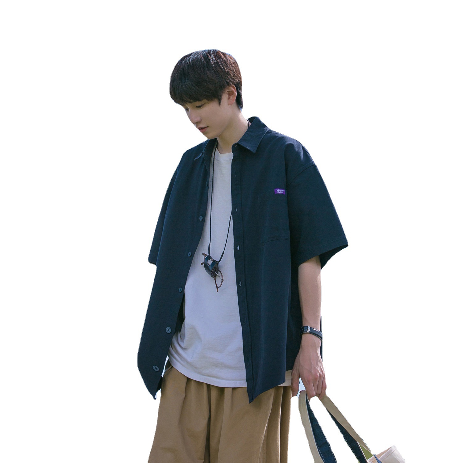 cityboy Vintage Shirt Men's Summer Thin Trendy Short-sleeved Shirt Design Sense Niche Ami Kaji Jacket