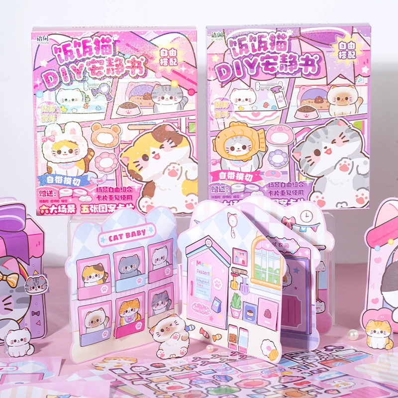 Юйсянь рисовый Кот DIY Тихая книга Подарочная коробка милый ветер Мягкая Милая Бесплатная комбинация сцены детская игрушка Книга ручной работы