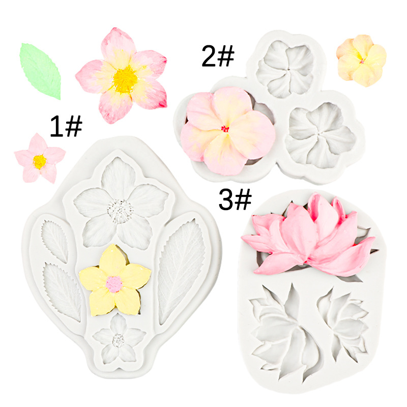 Flor fondant Frangipani Molde de silicona Decoración de pastel de hojas Mousse de chocolate Molde de fondant Molde de yeso de aromaterapia